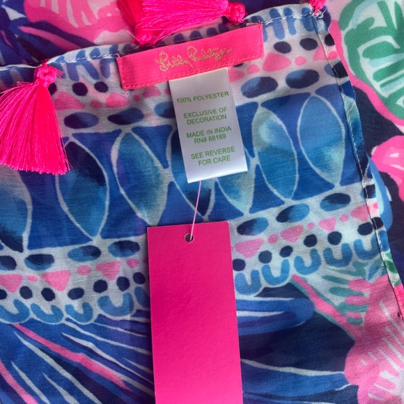 Lilly Pulitzer Resort Scarf Sugar Engineered Mambo Wrap High Tide Floral Hibiscu - Picture 8 of 11